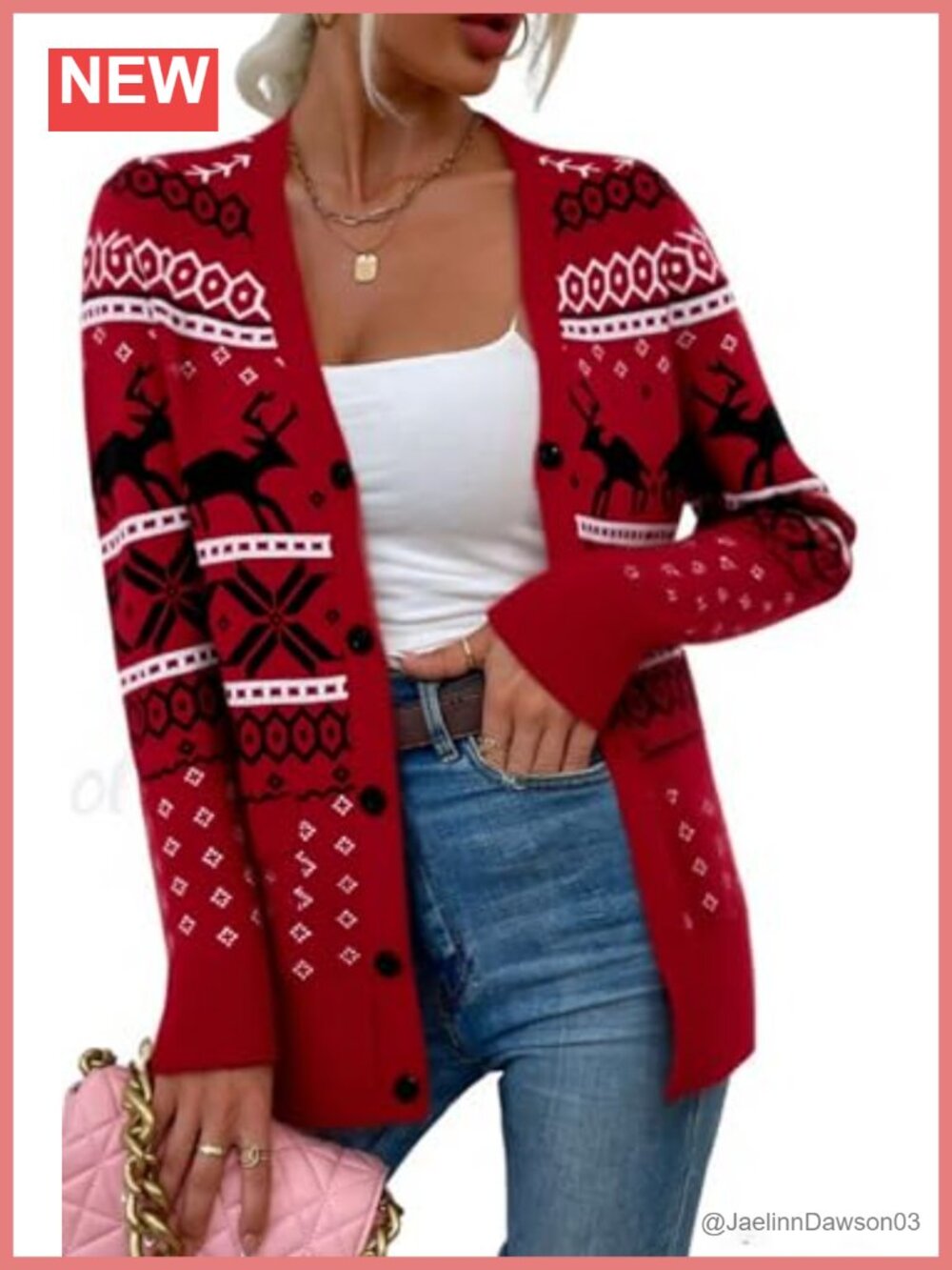 Women's Christmas Cardigan Sweater Open Front Long Sleeve Knit Shawl Collar